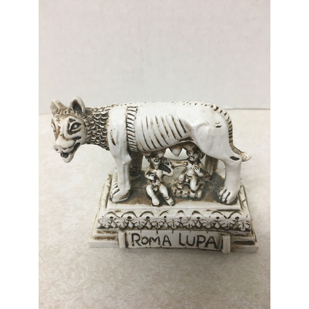 Vintage Figure-Statue 3' Decor ROMA LUPA ITALY Wolf Feeds The Children